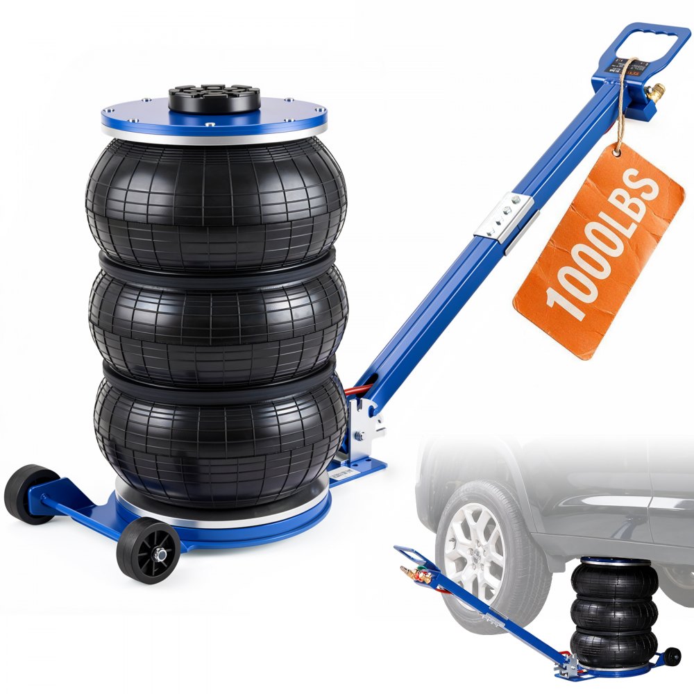 VEVOR Pneumatischer Wagenheber Triple Bag Air Jack 5 t, Dreifachbeutel Luftheber 140-470 mm Hubhöhe Sack Luftwagenheber, 5 Minuten Hub Luftheber Wagenheberheber Wagenheber Einstellbar Rot