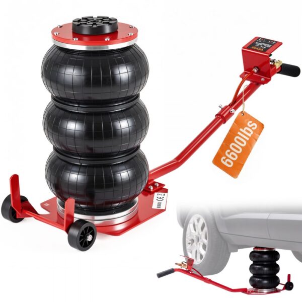 VEVOR Pneumatischer Wagenheber Triple Bag Air Jack 3 t, Dreifachbeutel Luftheber 140-450 mm Hubhöhe Sack-Luftwagenheber, 5 Minuten Hub Luftheber Wagenheber Arbeitssparend für SUV, Lkw, Pkw usw.