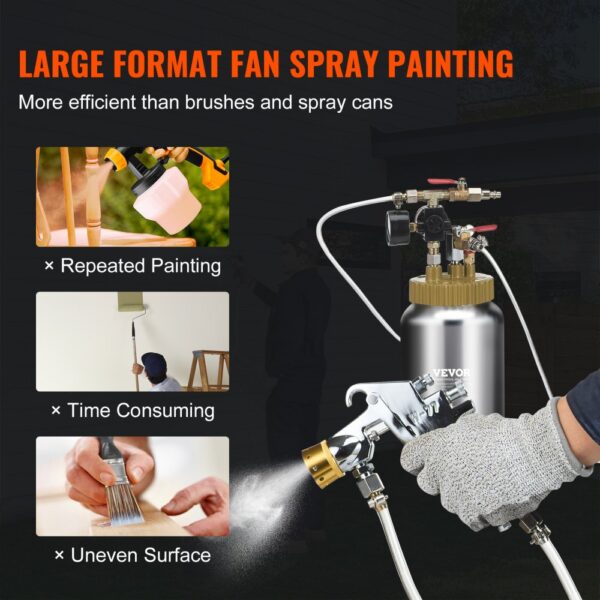 VEVOR Druckbehälter Farbbehälter Sprühfarbe Drucktopf 2 L Drucktank, 45 psi Lackierpistole Farbbehälter Φ 38,5 x 12,6 c Spray Paint Pressure Pot Tank Paint Container Farbspritzpistolen Lacken, Flecken – Bild 3
