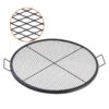 VEVOR X-Marks Feuerstellen-Grillrost, Φ 910 x 25 mm Lagerfeuer-BBQ-Grillrost aus Stahl mit Griff und Stütz-X-Draht, Tragbares Camping-Kochgeschirr für Partys und Zusammenkünfte im Freien, Schwarz