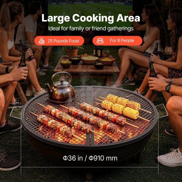 VEVOR Φ 910 x 25 mm X-Marks Feuerstellen-Grillrost, Faltbarer Runder Grillrost, Robuster Lagerfeuer-BBQ-Grillrost aus Stahl mit Griff & Stütz-X-Draht, Tragbares Camping-Kochgeschirr, Schwarz – Bild 2 VEVOR Φ 910 x 25 mm X-Marks Feuerstellen-Grillrost, Faltbarer Runder Grillrost, Robuster Lagerfeuer-BBQ-Grillrost aus Stahl mit Griff & Stütz-X-Draht, Tragbares Camping-Kochgeschirr, Schwarz – Bild 2