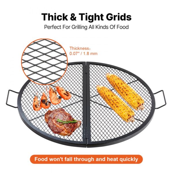VEVOR Φ 910 x 25 mm X-Marks Feuerstellen-Grillrost, Faltbarer Runder Grillrost, Robuster Lagerfeuer-BBQ-Grillrost aus Stahl mit Griff & Stütz-X-Draht, Tragbares Camping-Kochgeschirr, Schwarz – Bild 5 VEVOR Φ 910 x 25 mm X-Marks Feuerstellen-Grillrost, Faltbarer Runder Grillrost, Robuster Lagerfeuer-BBQ-Grillrost aus Stahl mit Griff & Stütz-X-Draht, Tragbares Camping-Kochgeschirr, Schwarz – Bild 5
