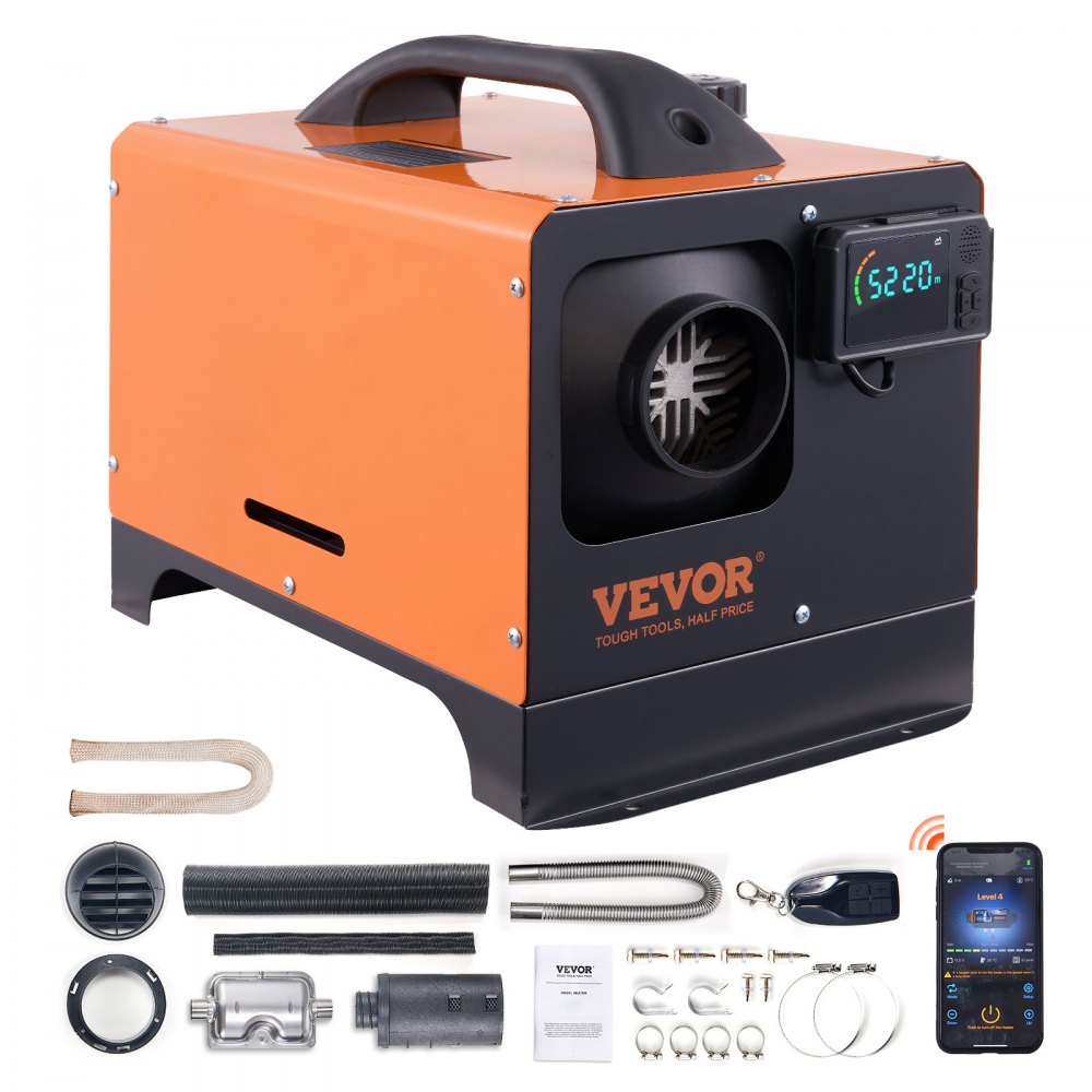 VEVOR Luft Dieselheizung Standheizung 12 V 8 kW, Luftheizung Air Diesel Diesel Standheizung Lufterhitzer, 0,16–0,62 L/Std. Auto-Dieselheizung mit LCD-Display & Fernbedienung & Bluetooth-APP-Steuerung