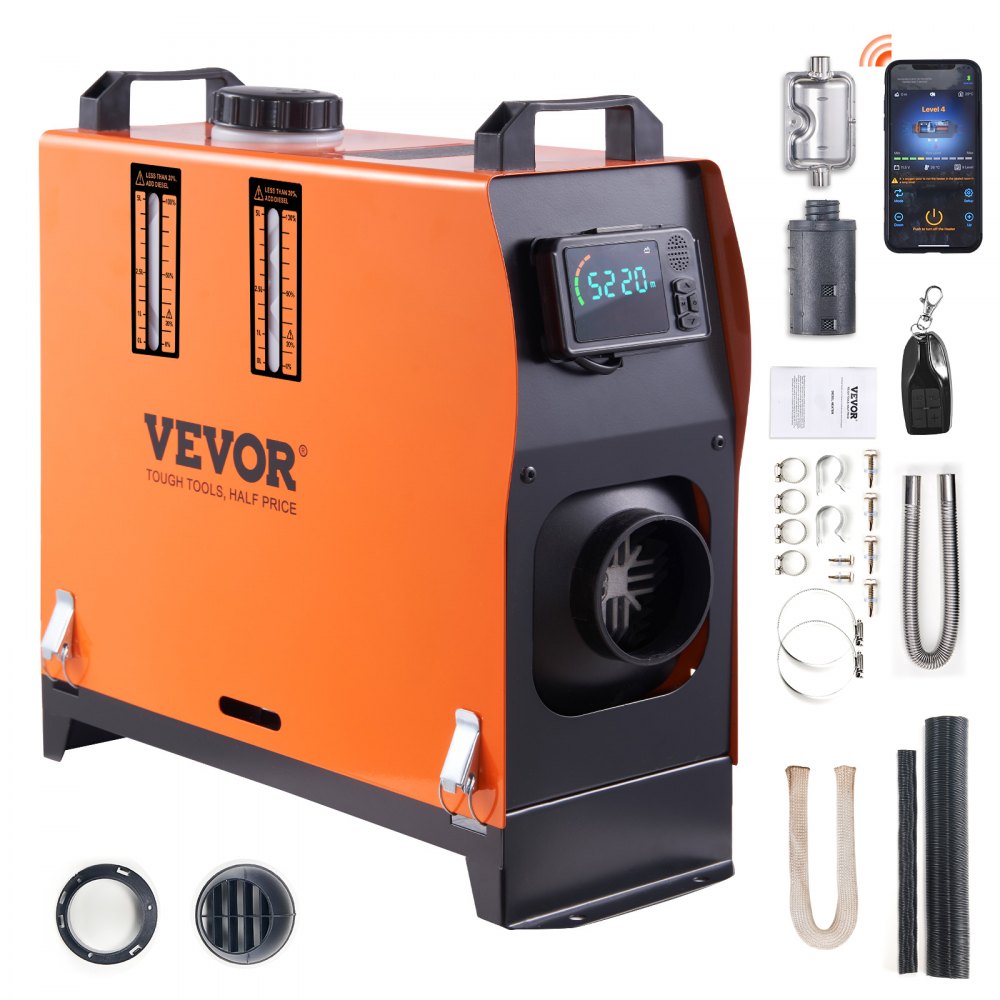 VEVOR Dieselheizung 5-8KW 12V mit LCD-Display, Luft Diesel Standheizung Lufterhitzer 0,16–0,62 L/Std – schnelle Erwärmung für Wohnmobil Camping LKW