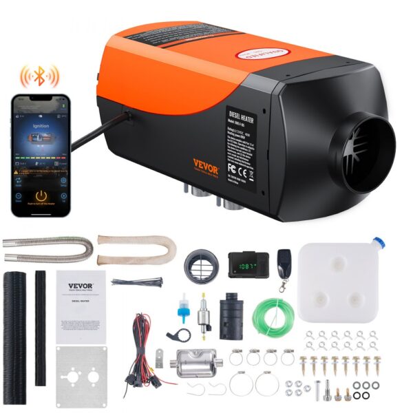 VEVOR Luft Dieselheizung Standheizung 12 V 8 kW, Luftheizung Air Diesel Diesel Standheizung Lufterhitzer, 0,16–0,62 L/Std. Dieselheizung mit LCD-Display & Fernbedienung & Bluetooth-APP