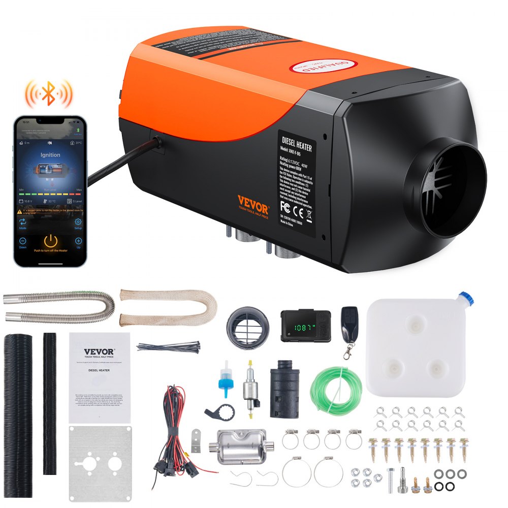 VEVOR Luft Dieselheizung Standheizung 12 V 8 kW, Luftheizung Air Diesel Diesel Standheizung Lufterhitzer, 0,16–0,62 L/Std. Dieselheizung mit LCD-Display & Fernbedienung & Bluetooth-APP