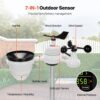 VEVOR 7-in-1 Wetterstation Funkwetterstation mit Außensensor 190,5 mm (7.5-inch) Farbdisplay RCC-Atomuhr zur Messung von Windrichtung Windgeschwindigkeit Luftdruck Innen/Außentemperatur und -feuchtigkeit Mondphase – Bild 2