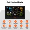 VEVOR 7-in-1 Wetterstation Funkwetterstation mit Außensensor 190,5 mm (7.5-inch) Farbdisplay RCC-Atomuhr zur Messung von Windrichtung Windgeschwindigkeit Luftdruck Innen/Außentemperatur und -feuchtigkeit Mondphase – Bild 5