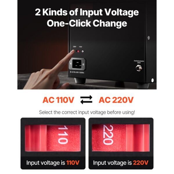 VEVOR 3000W Spannungswandler Transformator AC 110V⇋220V Transformer Wandler 3 US NEMA 5-15R 3-polige Ausgangssteckdosen, 3 europäische Shucko-Ausgangssteckdosen, 1 USB-Buchse und 1 Typ-C-Buchse – Bild 4