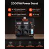 VEVOR 2000W Spannungswandler Transformator AC 110V⇋220V Transformer Wandler 2x US NEMA 5-15R 3-polige/2x standardmäßige europäische Shucko-Ausgangssteckdosen, 1x 5V-USB-Anschluss, 1x Typ-C-Buchse – Bild 2