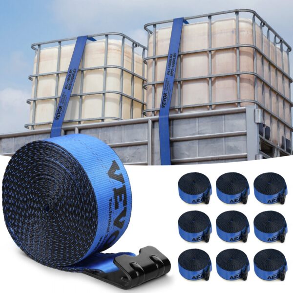 VEVOR Windengurte, 4" x 30', 6000 lbs Tragfähigkeit, 18000 lbs Bruchfestigkeit, LKW-Gurte mit flachem Haken, für Anhänger, Bauernhöfe, Rettungen, Baumschoner, blau (10er-Pack) VEVOR Windengurte, 4" x 30', 6000 lbs Tragfähigkeit, 18000 lbs Bruchfestigkeit, LKW-Gurte mit flachem Haken, für Anhänger, Bauernhöfe, Rettungen, Baumschoner, blau (10er-Pack)