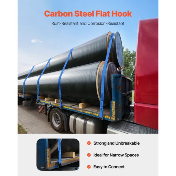 VEVOR Windengurte, 4" x 30', 6000 lbs Tragfähigkeit, 18000 lbs Bruchfestigkeit, LKW-Gurte mit flachem Haken, für Anhänger, Bauernhöfe, Rettungen, Baumschoner, blau (10er-Pack) – Bild 4 VEVOR Windengurte, 4" x 30', 6000 lbs Tragfähigkeit, 18000 lbs Bruchfestigkeit, LKW-Gurte mit flachem Haken, für Anhänger, Bauernhöfe, Rettungen, Baumschoner, blau (10er-Pack) – Bild 4