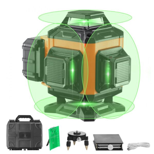 VEVOR Kreuzlinienlaser 30m Lasernivellier Selbstnivellierend Linienlaser 520nm±10nm Laserwellenlänge Baulaser ±0,28cm bei 10m Kreuzlaser ±3° Staub- & Wasserdicht inkl. Lithiumbatterie Typ-C-Leitung