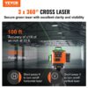 VEVOR Kreuzlinienlaser 30m Lasernivellier Selbstnivellierend Linienlaser 520nm±10nm Laserwellenlänge Baulaser ±0,28cm bei 10m Kreuzlaser ±3° 8 Std Dauerarbeitszeit inkl. Lithiumbatterie Typ-C-Leitung – Bild 2