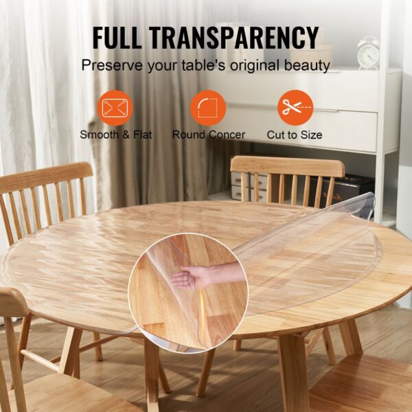 VEVOR Tischfolie Tischschutz Transparent 1,5 mm Dicke, φ 1230 mm Tischschutz-Folie PVC Runde Tischdecke Tischfolie Abwaschbar Verschleißfest Hitzebeständig Wasserdichte Tisch-Schutzfolie Wohnzimmer – Bild 5 VEVOR Tischfolie Tischschutz Transparent 1,5 mm Dicke, φ 1230 mm Tischschutz-Folie PVC Runde Tischdecke Tischfolie Abwaschbar Verschleißfest Hitzebeständig Wasserdichte Tisch-Schutzfolie Wohnzimmer – Bild 5