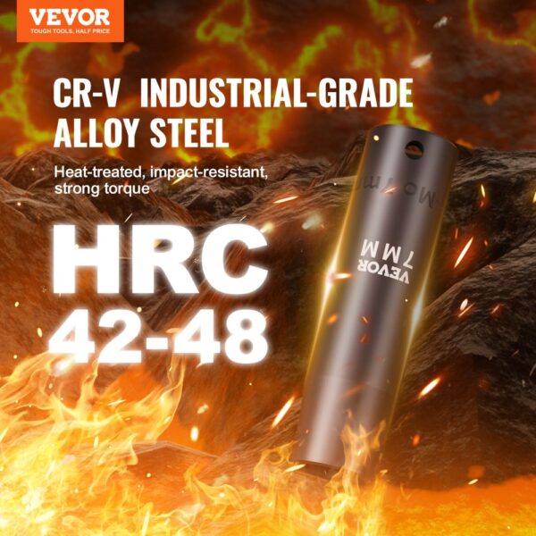 VEVOR 1/2 Zoll Steckschlüsselsatz CR-V-legierter Stahl 33-tlg Steckschlüssel Satz 10-24 mm Tiefe Stecknüsse Schlagschrauber, HRC 42-48 Steckschlüssel inkl Werkzeugkoffer, Metrisch Schraubenausdreher – Bild 2