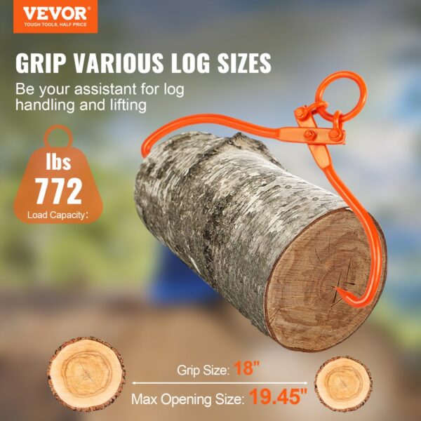 VEVOR Holzrückezange, 45,72 cm, 2-Klauen-Holzhebezange, strapazierfähig, 350,17 kg – Bild 2