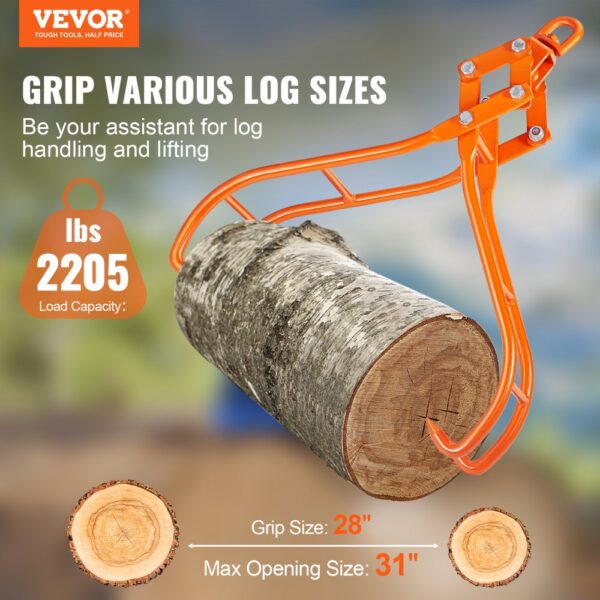VEVOR Holzkrallenhaken 71,12 cm 4-Klauen-Holzgreifer für Holzfällerzangen 1000,17 kg – Bild 2
