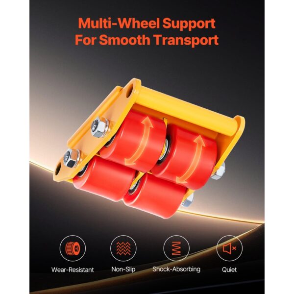 VEVOR Panzerrollen 6T Transportfahrwerk 280x210x105mm Transportrollen aus Kohlenstoffstahl Industrieroller mit 4 PU-Richtungsräder Roller Ф 135x9mm Drehplatte Möbeltransporthilfe Transportroller – Bild 5