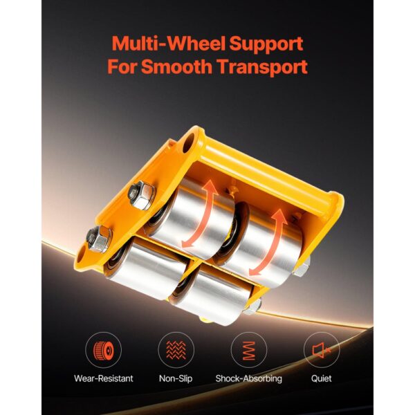 VEVOR 4x Panzerrollen 12T Transportfahrwerk 280x210x105mm Transportrollen mit 4 Richtungsräder aus Kohlenstoffstahl Industrieroller Roller Ф 135x9mm Drehplatte Möbeltransporthilfe Transportroller – Bild 5