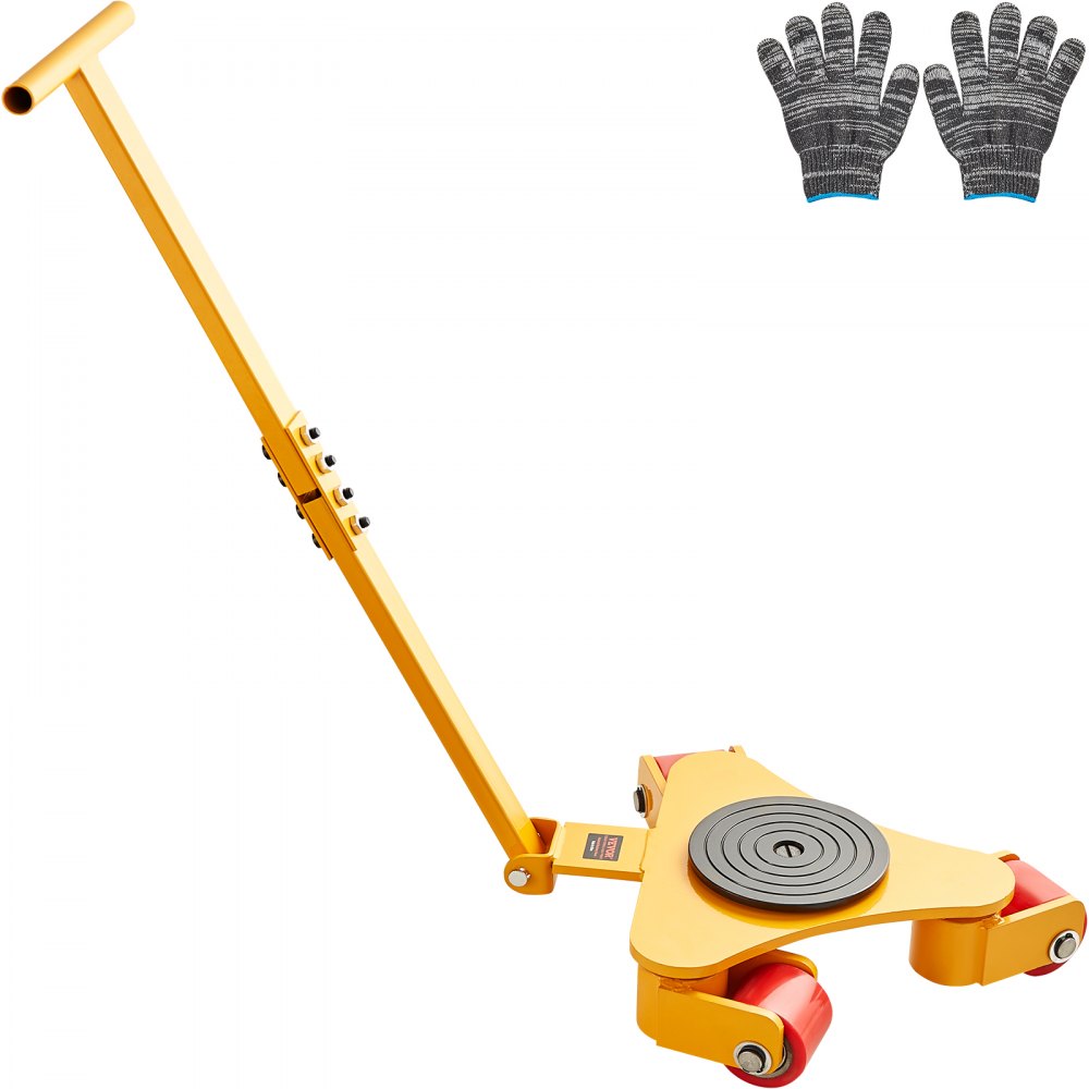 VEVOR 3T Transportfahrwerk mit Griff 425x335x116mm Transportrollen aus Kohlenstoffstahl Industrieroller mit 3x 360° PU-Räder Roller Ф165x10mm Drehplatte Möbeltransporthilfe Transportroller