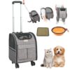 VEVOR Hundetrolley Faltbarer Hunderucksack Max.8,1kg Tragfähigkeit Transporttasche aus 600D Oxford-Stoff Hundewagen mit 5 Aufbewahrungstaschen Haustier Trolley Ideal für Autoreisen oder Ausflüge