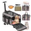 VEVOR Hundetrolley Faltbarer Hunderucksack Max.9,9kg Tragfähigkeit Transporttasche aus 600D Oxford-Stoff Hundewagen mit 4 Rädern Haustier Trolley Hundereisetasche Ideal für Autoreisen oder Ausflüge