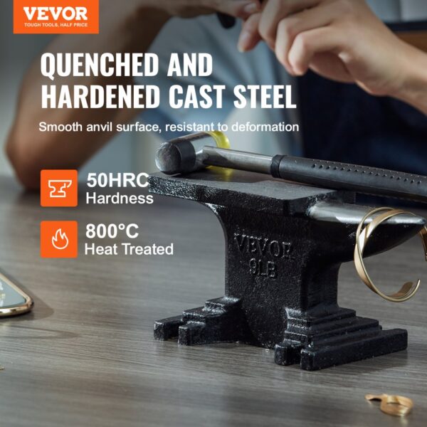 VEVOR Amboss Einzelner Hornamboss 4kg Stahlgussamboss Geschmiedeter Amboss Robuster Hornamboss Schmied Juweliere Metallschmied Schmiedewerkzeug Geeignet für Nieten, Abflachen, Schmieden und Formen – Bild 2