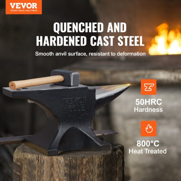 VEVOR Amboss Einzelner Hornamboss 30kg Stahlamboss Geschmiedeter Amboss Robuster Hornamboss Schmied Juweliere Metallschmied Schmiedewerkzeug Geeignet für Nieten, Abflachen, Schmieden und Formen – Bild 2