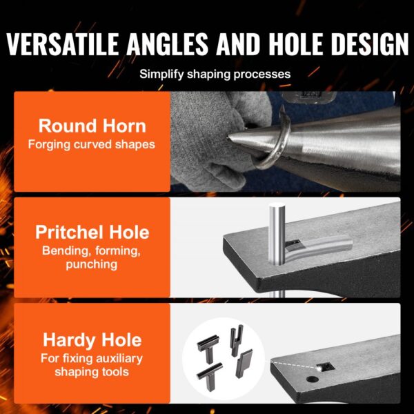 VEVOR Amboss Einzelner Hornamboss 30kg Stahlamboss Geschmiedeter Amboss Robuster Hornamboss Schmied Juweliere Metallschmied Schmiedewerkzeug Geeignet für Nieten, Abflachen, Schmieden und Formen – Bild 5