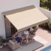 VEVOR Balkonmarkise 4x2,4 Gelenkarm Markise höhenverstellbar von 2,4 bis 3,7m Klemmmarkise Einziehbar Stahl Aluminium 280G doppelseitige PU-Beschichtung Sonnenmarkise Balkon Terrassenmarkise