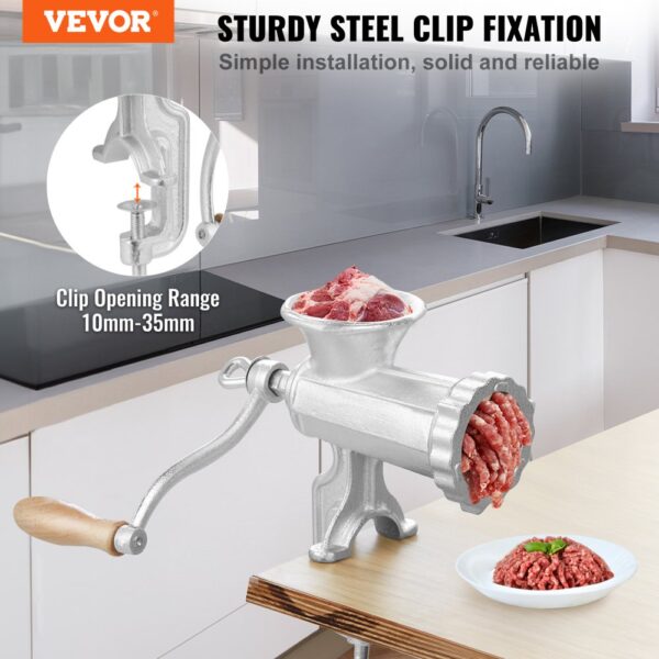 VEVOR Fleischwolf Manuell 5 / 8 mm Schneidplatten, Fleischwolf Küchenhelfer inkl. 3 Wurstfüllrohre & Schubstange Fleischmaschine Fleischwolf Hackfleisch Wurstfüller Leicht zu reinigen Fleischwolf – Bild 2