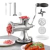 VEVOR manueller Fleischwolf Hand Fleischwolf 304 Edelstahl, 4,5 & 8 mm Schneidplatten, manuelle Fleischmaschine mit Wurstrohr, geeignet für Fleisch Gemüse Schleifen und Wurstfüllung Silber VEVOR manueller Fleischwolf Hand Fleischwolf 304 Edelstahl, 4,5 & 8 mm Schneidplatten, manuelle Fleischmaschine mit Wurstrohr, geeignet für Fleisch Gemüse Schleifen und Wurstfüllung Silber