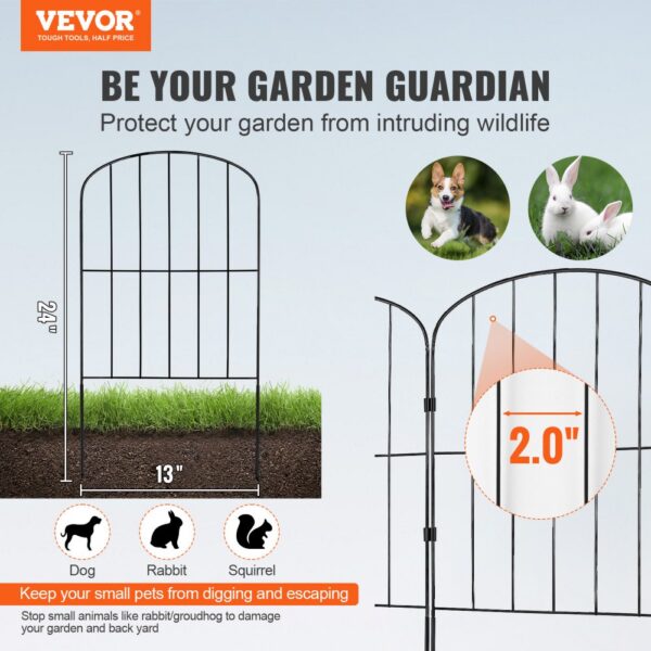 VEVOR 10x Dekorativer Gartenzaun 61x33cm Oberbogen Metallzaun aus Kohlenstoffstahl Steckzaun 5,08cm Spike-Abstand Hundezaun Gitterzaun Beetzaun Zaun Metall Zaunelementen inkl. Befestigungsmaterial – Bild 2 VEVOR 10x Dekorativer Gartenzaun 61x33cm Oberbogen Metallzaun aus Kohlenstoffstahl Steckzaun 5,08cm Spike-Abstand Hundezaun Gitterzaun Beetzaun Zaun Metall Zaunelementen inkl. Befestigungsmaterial – Bild 2