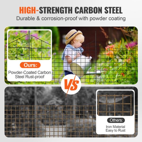 VEVOR 5er-Set Dekorativer Gartenzaun 75x93cm Metallzaun aus Kohlenstoffstahl Steckzaun 6,38cm Spike-Abstand Hundezaun Gitterzaun Beetzaun Zaun Metall Zaunelementen inkl. Befestigungsmaterial – Bild 4