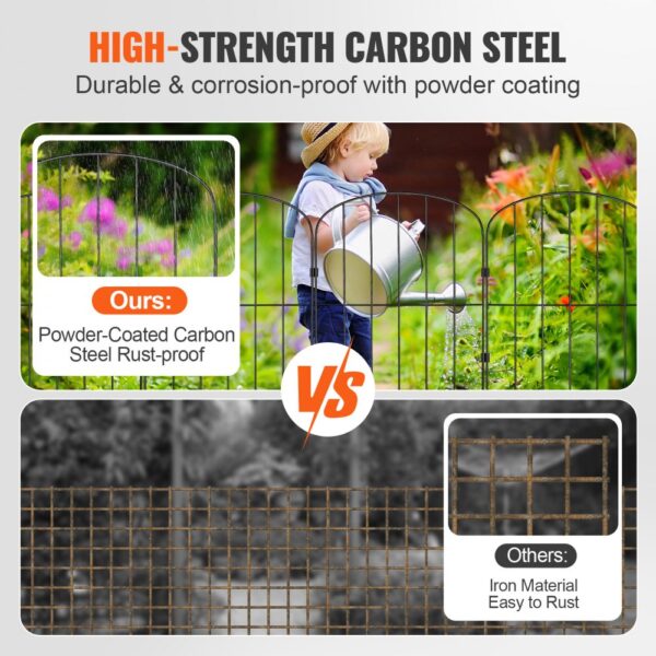 VEVOR 28x Dekorativer Gartenzaun 61x33cm Oberbogen Metallzaun aus Kohlenstoffstahl Steckzaun 5,08cm Spike-Abstand Hundezaun Gitterzaun Beetzaun Zaun Metall Zaunelementen inkl. Befestigungsmaterial – Bild 4