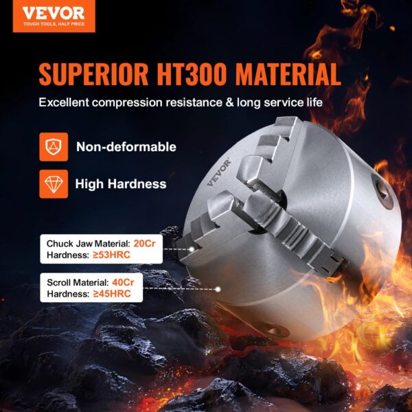 VEVOR Drehbankfutter K11-160 160mm Dreibackenfutter HT300-Material 3 Backenfutter Klemmbereich 3,5–160mm 3-Backen, 20Cr, ≥53HRC φ45mm Bohrung Spannfutter Drechselbank Selbstzentrierend – Bild 2 VEVOR Drehbankfutter K11-160 160mm Dreibackenfutter HT300-Material 3 Backenfutter Klemmbereich 3,5–160mm 3-Backen, 20Cr, ≥53HRC φ45mm Bohrung Spannfutter Drechselbank Selbstzentrierend – Bild 2