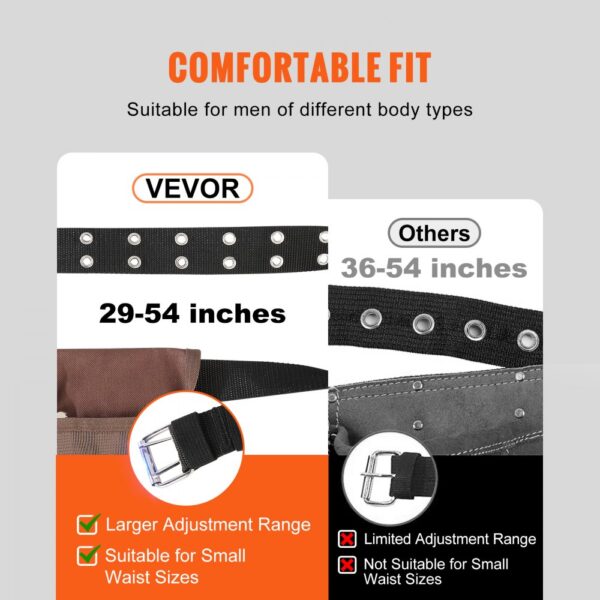VEVOR Werkzeuggürtel 13 Taschen verstellbar von 73,6 bis 137,2 cm Werkzeugtasche aus Polyester abnehmbare Werkzeugtasche für Elektriker Schreiner Heimwerker Holzarbeiter Baugewerbe Einrahmer – Bild 3