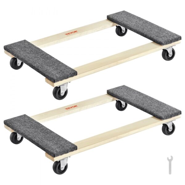 VEVOR Möbelwagen, Möbelwagen, 4 Räder, tragbare bewegliche Rollen, robust, ineinandergreifend, klein, flach, für schwere Möbel, 2 Stück, 40,6 x 27,9 cm, 227,8 kg Kapazität, schwarz