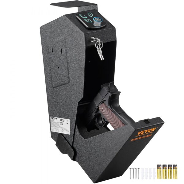 VEVOR Waffentresor Pistolentresor Wandmontiert, 1 Pistole Pistolentresor Fingerabdruck, Schlüssel oder Passwort Waffensafe Kaltgewalzter Stahl, 370 x 190 x 86 mm Waffenschrank Wandtresor