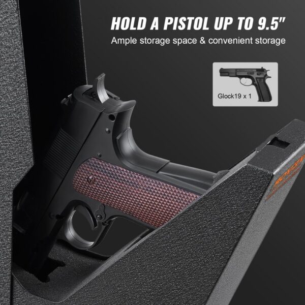 VEVOR Waffentresor Pistolentresor Wandmontiert, 1 Pistole Pistolentresor Fingerabdruck, Schlüssel oder Passwort Waffensafe Kaltgewalzter Stahl, 370 x 190 x 86 mm Waffenschrank Wandtresor – Bild 3