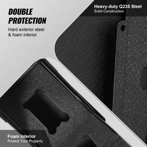 VEVOR Waffentresor Pistolentresor Wandmontiert, 1 Pistole Pistolentresor Fingerabdruck, Schlüssel oder Passwort Waffensafe Kaltgewalzter Stahl, 370 x 190 x 86 mm Waffenschrank Wandtresor – Bild 5