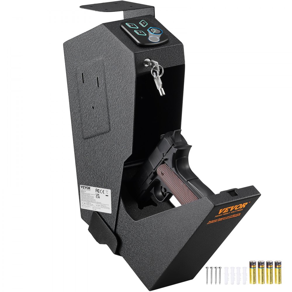 VEVOR Waffentresor Pistolentresor Wandmontiert, 1 Pistole Pistolentresor Fingerabdruck, Schlüssel oder Passwort Waffensafe Kaltgewalzter Stahl, 370 x 190 x 86 mm Waffenschrank Wandtresor
