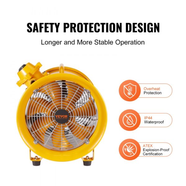 VEVOR Bauventilator 550-W-AC-Motor Baugebläse 2850 U/min Baulüfter Gebläse 1179 L/s (2500 CFM) Axiallüfter 3 m Netzkabel Axialgebläse 75 dB Geräuschpegel Industrielüfter IP44 – Bild 5 VEVOR Bauventilator 550-W-AC-Motor Baugebläse 2850 U/min Baulüfter Gebläse 1179 L/s (2500 CFM) Axiallüfter 3 m Netzkabel Axialgebläse 75 dB Geräuschpegel Industrielüfter IP44 – Bild 5