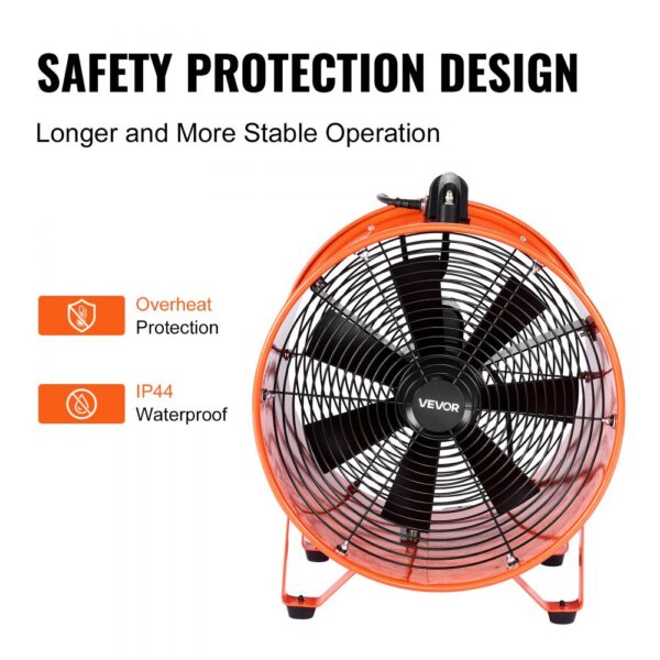 VEVOR Bauventilator 592W AC-Motor Baugebläse 2850 U/min Baulüfter Gebläse 5175 CFM (8792 m3/h) Axiallüfter 5 m Schlauch Axialgebläse 79 dB Geräuschpegel Industrielüfter IP44 – Bild 5 VEVOR Bauventilator 592W AC-Motor Baugebläse 2850 U/min Baulüfter Gebläse 5175 CFM (8792 m3/h) Axiallüfter 5 m Schlauch Axialgebläse 79 dB Geräuschpegel Industrielüfter IP44 – Bild 5