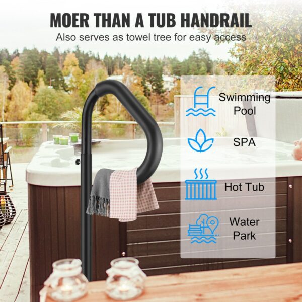 VEVOR Whirlpool Handlauf 272kg Tragfähigkeit Spa-Geländer aus Aluminiumlegierung Pool Handlauf Höhenverstellbar von 122,92 bis 160cm Haltegriff Einstiegshilfe 360° drehbar für Schwimmbäder Whirlpools – Bild 5