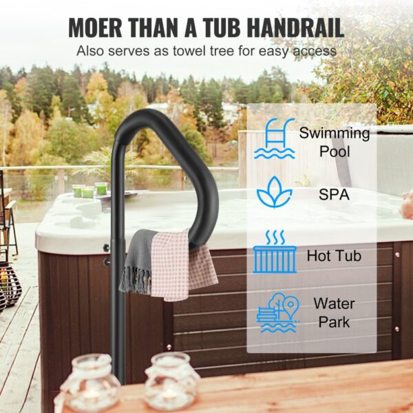 VEVOR Whirlpool-Handlauf 88,9–144,8cm höhenverstellbar Spa-Geländer Whirlpool Aluminiumlegierung rostfrei korrosionsbeständig Pool Handlauf 272kg Tragfähigkeit Haltegriff Einstiegshilfe – Bild 5