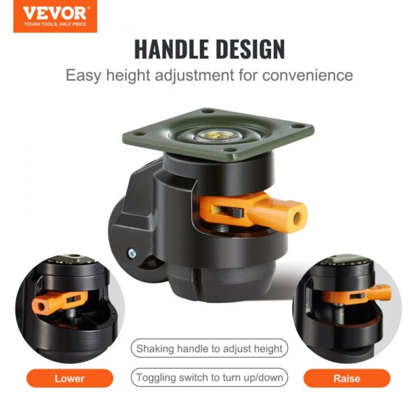 VEVOR 4er-Set Lenkrolle φ50,8mm Möbelrolle Höhenverstellbar Transportrolle 0,5 Tonnen Tragfähigkeit Schwerlastrolle aus Nylon Nivellierrolle Lastrolle Laufrolle für Holzregale Möbel Werkbänke – Bild 2 VEVOR 4er-Set Lenkrolle φ50,8mm Möbelrolle Höhenverstellbar Transportrolle 0,5 Tonnen Tragfähigkeit Schwerlastrolle aus Nylon Nivellierrolle Lastrolle Laufrolle für Holzregale Möbel Werkbänke – Bild 2