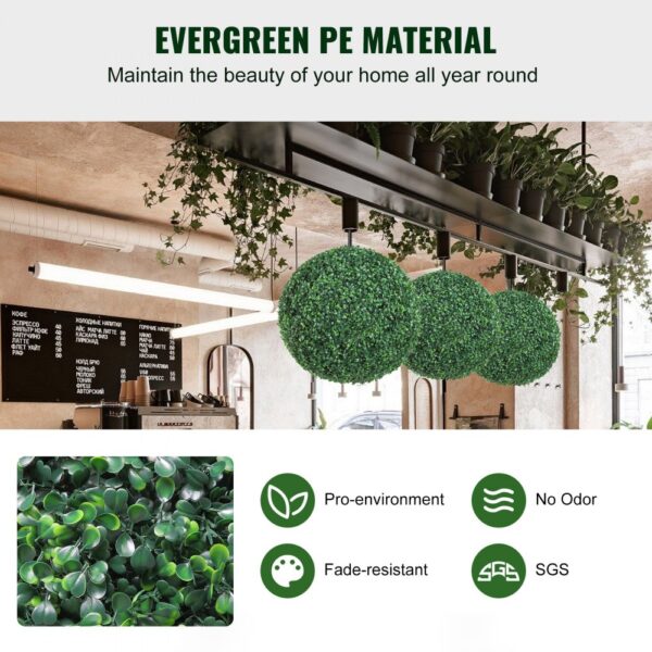 VEVOR 2x Buchsbaumkugel Künstlich Ø40,6cm Garten Deko Buchsbaum Kugel künstlich Buchskugel Kunstpflanze aus PE, Holz, PP inkl. 4 Stk. Dekorative Schmetterlinge und 10 Stk. Ersatzblätter – Bild 3