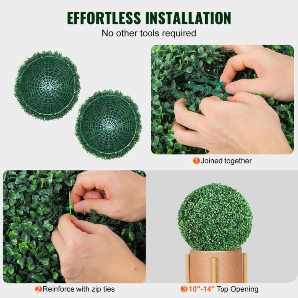 VEVOR 2x Buchsbaumkugel Künstlich Ø40,6cm Garten Deko Buchsbaum Kugel künstlich Buchskugel Kunstpflanze aus PE, Holz, PP inkl. 4 Stk. Dekorative Schmetterlinge und 10 Stk. Ersatzblätter – Bild 5